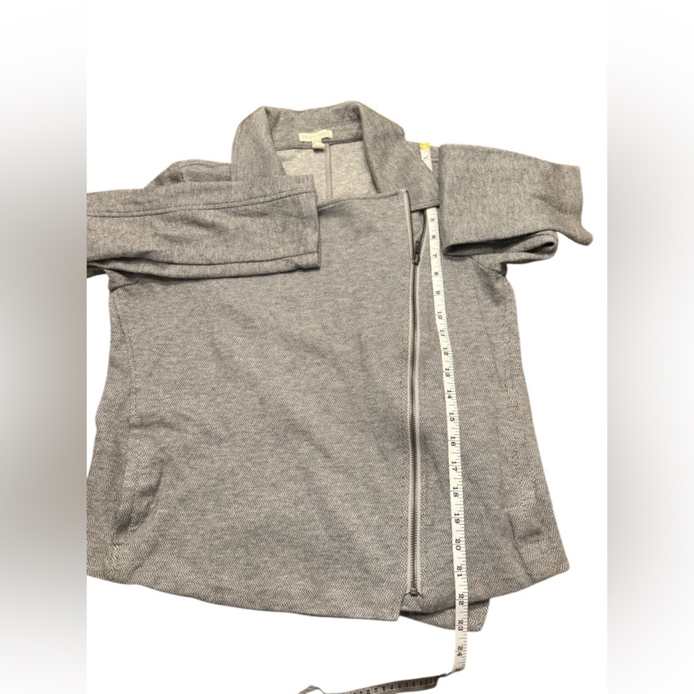 Eileen Fisher Organic Cotton Tweed Moto Herringbone Jacket Gray Size M - Picture 15 of 15